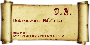 Debreczeni Mária névjegykártya